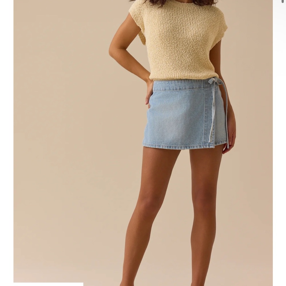 Altar'd State Light Blue Denim Mini Skirt